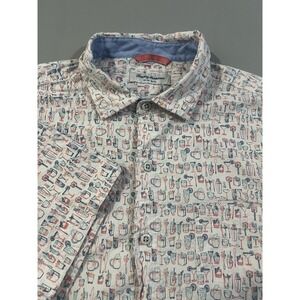 Tommy Bahama Nova Wave Last Call Camp Shirt Cocktails Print Short Sleeve Mens L